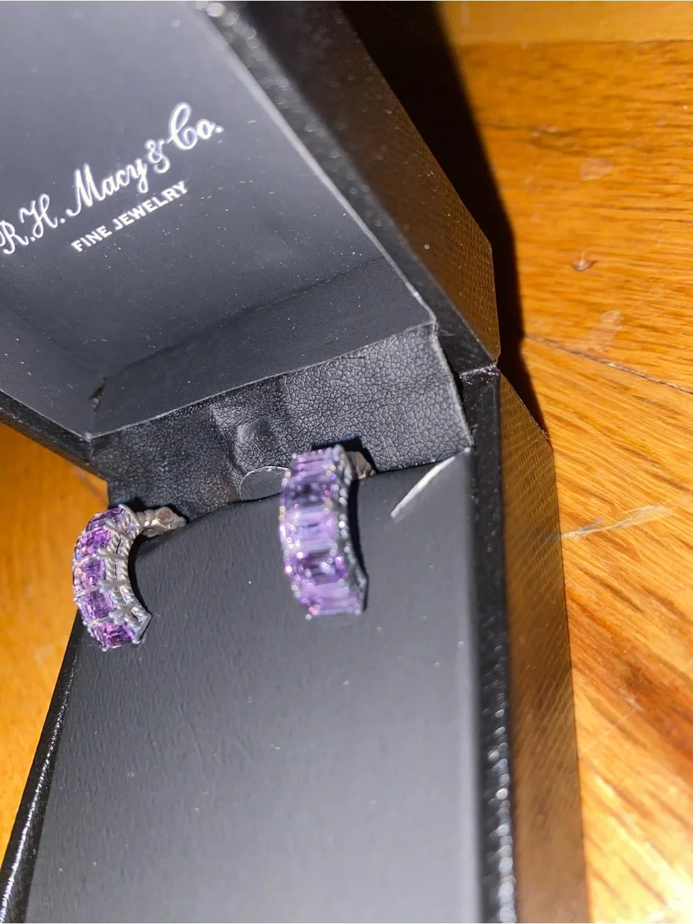Purple Gemstone Huggie Earrings